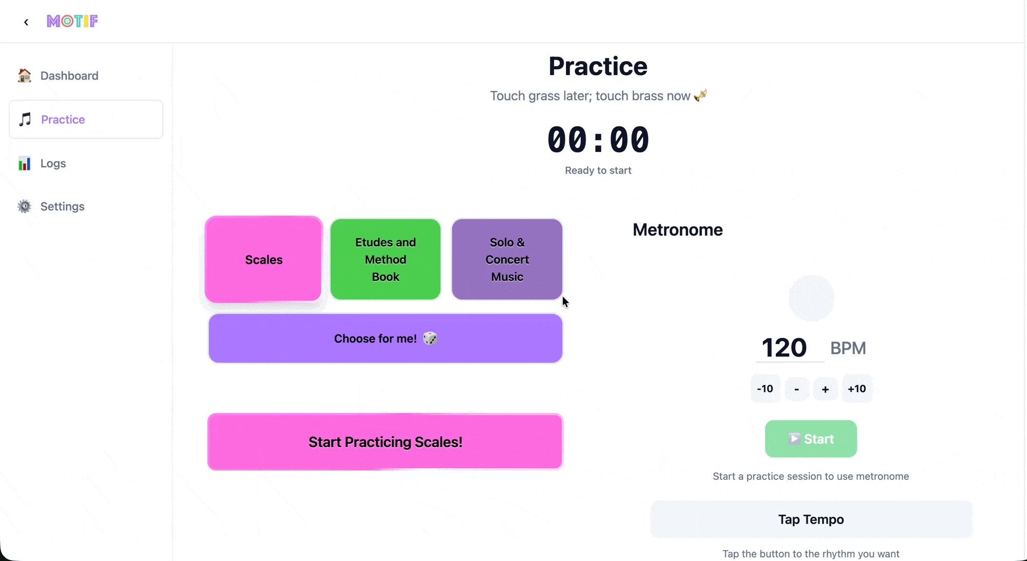 Demo showing how to practice with progress rings in MOTIF